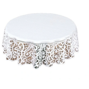 Obrus żakardowy okrągły biały 050643