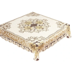 Obrus żakardowy kwadratowy kremowo-złoty 054112