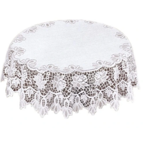 Obrus żakardowy okrągły biały 202543