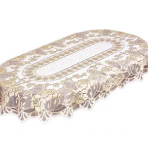 Obrus żakardowy owalny kremowy 202601