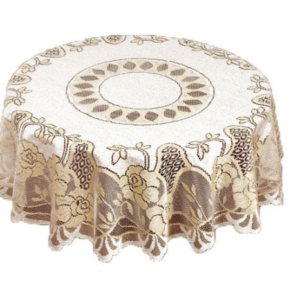 Obrus żakardowy okrągły kremowy 202603