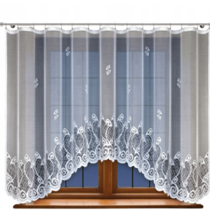 Firana żakardowa biała z taśmą 160x500 214182