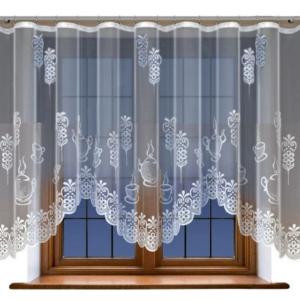 Firana żakardowa biała z taśmą 214640