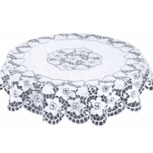 Obrus żakardowy okrągły biały 221943