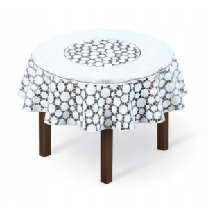 Obrus żakardowy okrągły biały 250213