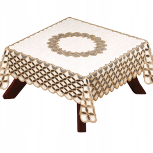 Obrus żakardowy kwadratowy beżowy 130x130 cm 222392